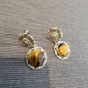 Earring (Silver/Tiger-Eyes)